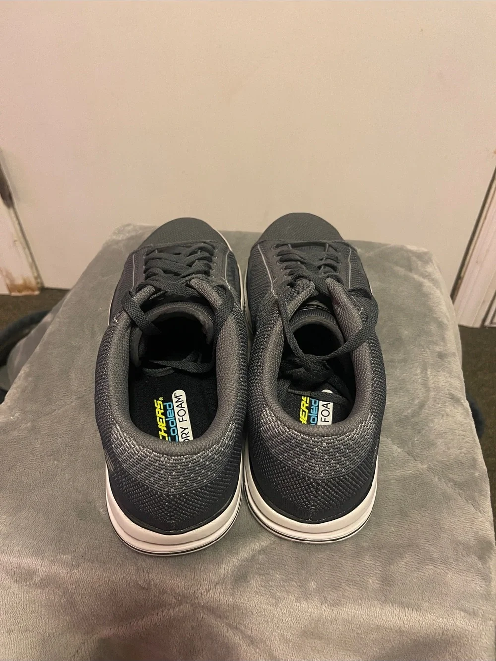Skechers Men's Charcoal Knit Low-Top Lace-Up Sneakers
